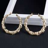 SoHot Trendy Bamboo Hoop Earrings Women Female Gold Silver Color Color Classic Jewelry