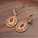 Kinel Dubai Gold Color Arabic Earring For Women Ethnic Wedding Jewelry Morocco Caftan Fashion Accessories Crystal Gift