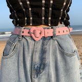 Heart Denim Belt For Women Love Buckle New All-Match Jeans Belts Ladies Pink Fabric Strap Female Personality Dress Waistband 374