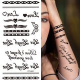 Mtcytea DIY Letters Words Temporary Tattoo For Kids Women Small Clover Graphics Fake Tattoo Clavicle Body Waist Finger Waterproof Tatoos