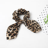 Leopard Bowknot Elastic Hair Band Women Solid Color Scrunchie Girls Hair Tie Ponytail Holder Headband Hair Rope Hair Accessories