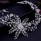 YouLaPan HP282 Wedding Headband Alloy Flower Leaf Hair Tiara Rhinestone Headpiece Bridal Headwear Hair Accessories Head Jewelry