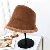 Mtcytea Fashion Winter Bucket Hats Women Warming Panama Hat Lady Fluffy Irregular Wear Outdoor Fisherman Cap Hat for Women