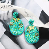 Bohemian Simple Butterfly Drop Earrings Women Fashion Handmade Wove Beads Round Versatile Flower Designer Jewelry Party Gifts