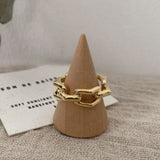 Foxanry Gold Color Finger Rings INS Fashion France Gold Plated Creative Geometric Elegant Party Jewelry Gifts for Women