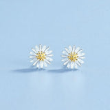 New Fashion Asymmetric Tassel Flower Earrings For Women Korean Style White Daisy Rhinestone Earring Girl Party Jewelry Gift