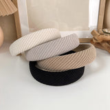 Korean Retro Autumn Winter Dark Striped Knitting Hairband For Women Warmer Color Temperament Headbands Ladies Hair Accessories