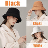 Winter Unisex Furry Bucket Hat Solid Colors Women Men Faux Fur Bucket Hats Autumn Lamb Wool Outdoor Warm Panama Flat Cap