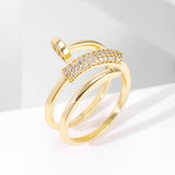 Korea New Fashion Jewelry Exquisite 18K Real Gold Plated AAA Zircon Ring Elegant Women's Opening Adjustable Wedding Gift