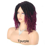 Braided Wig 10inch Synthetic Hair Short Bob Wig for Women Black Blonde Red Dreadlock Goddess Faux Nu Locs Curly Twist Wig Female