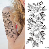 tattoo sticker women flower rose peony black tatouage temporaire femme temporary sleeve tattoo waterproof sexy body art fashion