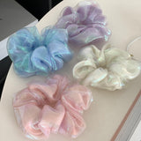 Korean Print Scrunchie Double Layer Mesh Elastic Hair Bands Solid Color Fashion Headwear for Women Hair Accessories Gift