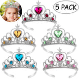 5pcs Kids Tiara Crown Set Girls Dress Party Accessories (Light Blue & Light Green & Rose Red & & Yello