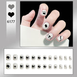 Mtcytea 24Pcs/Box Sweet Short Round/Square Head False Nail Art Full Cover Detachable Artificial Fake Nails Ballerina Press on Nails Tips