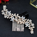 A33 Pearl Wedding Comb Head Jewelry Bride Hair Clips Floral Headpiece Crystal Women Tiaras Rhinestone Bridal Hair Accessories