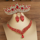 Gorgeous Crystal AB Bridal Jewelry Sets Fashion Tiaras Earrings Necklaces Set for Women Wedding Dress Crown Jewelry Set