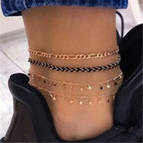 Tocona Layered Gold Color Shell Pendant Chain Ankle Bracelet Leg Foot Jewelry Boho Charm Anklets for Women Accessories Mujer