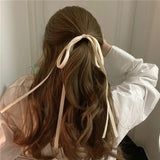 Lystrfac Sweet Long Ribbon Bow Knot Hairband Scrunchies For Women Girls  Hair Bow Elastic Headband Female Hair Accessories