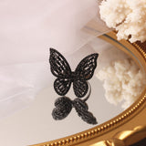 Korea Hot Selling Fashion Jewelry Exquisite Copper Inlaid Zircon Black Smart Butterfly Open Ring Female Prom Ring