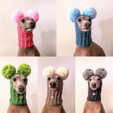 Mtcytea Super cute hand-woven Italian greyhound hat with two pom-poms for pet hats