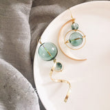 Fresh Green Bubble Dangle Earrings For Women Original Hand Blown Glass Ball Asymmetric Drop Earrings Korean Earrings Femme