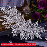 Mtcytea HP434 Silver Bridal Headband Wedding Hair Accessories Rhinestone Pearls Bridal Headpiece Hair Ornament Women Headdress