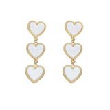 Design Lady Statement Earring Women Metal Gold Color White Enamel Hearts Long Dangle Drop Earring Fashion Party Jewelry