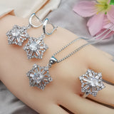 3 Pcs/set New Arrival Hearts & Arrows Earrings Necklace Ring Set for Women Engagement Party Jewelry