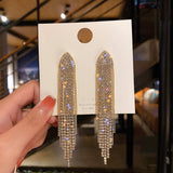 New Classic Crystal Earrings Ladies Exaggerated Long Earrings Tassels Rhinestone Earrings Fashion Ladies Korean Earrings Jewelry