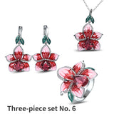 3 Pcs/set New Arrival Hearts & Arrows Earrings Necklace Ring Set for Women Engagement Party Jewelry