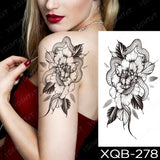 Waterproof Temporary Tattoo Sticker Black Dragon Snake Peony Rose Totem Flash Tatto Women Men Dark Sexy Waist Arm Fake Tattoos