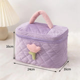 Ins Travel Cosmetic Bag Portable Tulip Makeup Pouch Corduroy Zipper Toiletry Cases Large Capacity Storage Box Toiletries Organiz