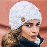 Warm Plush New Unisex Knitted Beanie Winter Warm Hat Cap Warm Down Thickened Wool Ball Ladies Autumn Winter Knitting Warm Cap