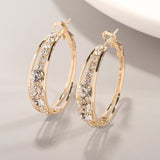 Exquisite Fashion Female Jewelry Silver and Gold Filling White Zircon Crystal Hoop Drop Earrings for Women Wedding Earrings