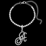 Fashion Cursive A-Z Initial Letters Zircon Anklets Bracelet For Women Bling Crystal Tennis Chain Anklet Beach Sandals Jewelry