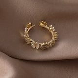 Korea's New Retro Green Double-layer Ring Fashion Simple Versatile Open Ring Elegant Ladies' Jewelry