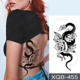 Waterproof Temporary Tattoo Sticker Black Dragon Snake Peony Rose Totem Flash Tatto Women Men Dark Sexy Waist Arm Fake Tattoos