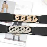 Mtcytea Fashion Chain Belt Elastic Metal Waist Belts for Women Ladies Coat Dress Belt Waistband