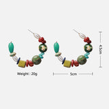 Mtcytea New Fashion Retro Acrylic Beaded Earrings European And American Exaggerated Metal Handmade Crystal Earrings Women's Jewelry