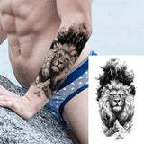 Black Forest Tattoo Sticker For Men Women Children Tiger Wolf Death Skull Temporary Tattoo Fake Henna Skeleton King Animal Tatoo