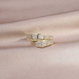 Korea New  Fashion Jewelry Exquisite 14K Real Gold Plated AAA Zircon Ring Elegant Women&#39;s Opening Adjustable Wedding Gift