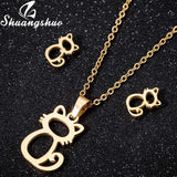 Shuangshuo Stainless Steel Butterfly Animal Jewelry Sets for Women Jewelry Mini Butterfly Necklace Earrings Cute collier Femme