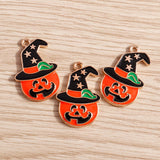 10pcs/lot Enamel Halloween Charms for Jewelry Making Cute Pumpkin Bat Ghost Charms Pendants for Necklaces Earrings DIY Accessory