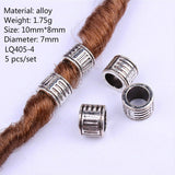 Mtcytea 5 Pcs Retro Silver Metal Hair Braid Dread Dreadlock Beard Beads Rings Tube Appro 6mm Inner Hole Jewelry 40 Style