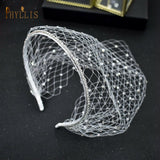 JM06 Rhinestone Women's Fascinating Veil Retro Charming Hat Bridal Veil with Headhoop Birdcage Wedding Women’s Fascinator Veil