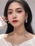 Korean geometric irregular freshwater pearl earrings, simple fashion women's earrings, new style