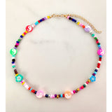 Bohemia Multilayer Smiley Pearl Rainbow Beaded Choker Necklace For Women Acrylic Fruit Heart Beads Chain Necklaces Beach Jewelry