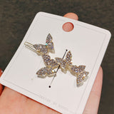 INS Cute Double Butterfly Hair Clips Clamp for Women Girl Rhinestone Hairpins Barrettes Crab Clip Bridal Hair Accessories