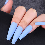 24Pcs Matte Long Ballerina False Nails Tips Colorful Coffin Full Cover Fake Nails With Glue Nail Art Decor Manicure Extension