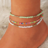 3pcs/set Bohemian Colorful Beaded Beads Anklets For Women Summer Ocean Beach Handmade Ankle Bracelet Foot Leg Beach Jewelry Gift